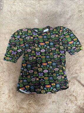 Nooworks Black Floral Pattern Puff sleeves top